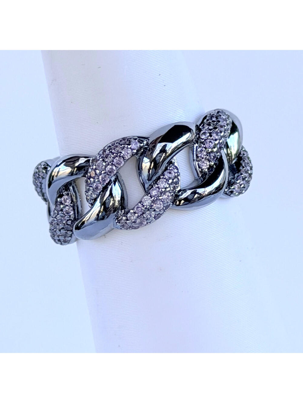 Bomb Party Ring Size 7 "Wandering Roses" Purple Topaz on Hematite RG19050 LINK